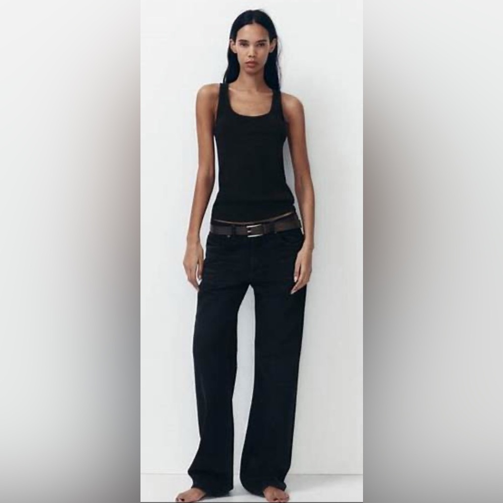 NWT Zara Full Length Mid-Rise Wide Leg Jeans